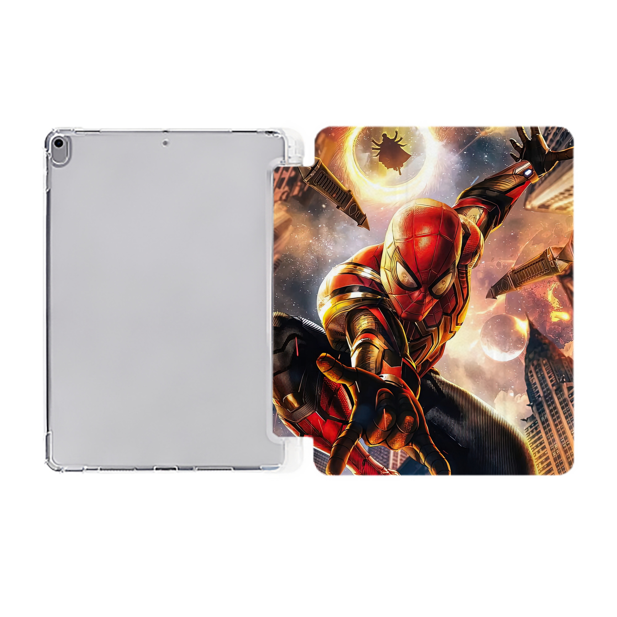 （画像用） Spider Man スパイダーマン IPad ケース ペン収納付き 三つ折りスタンド PUレザー×シリコン 対応機種9.5/10.5/10.9インチ